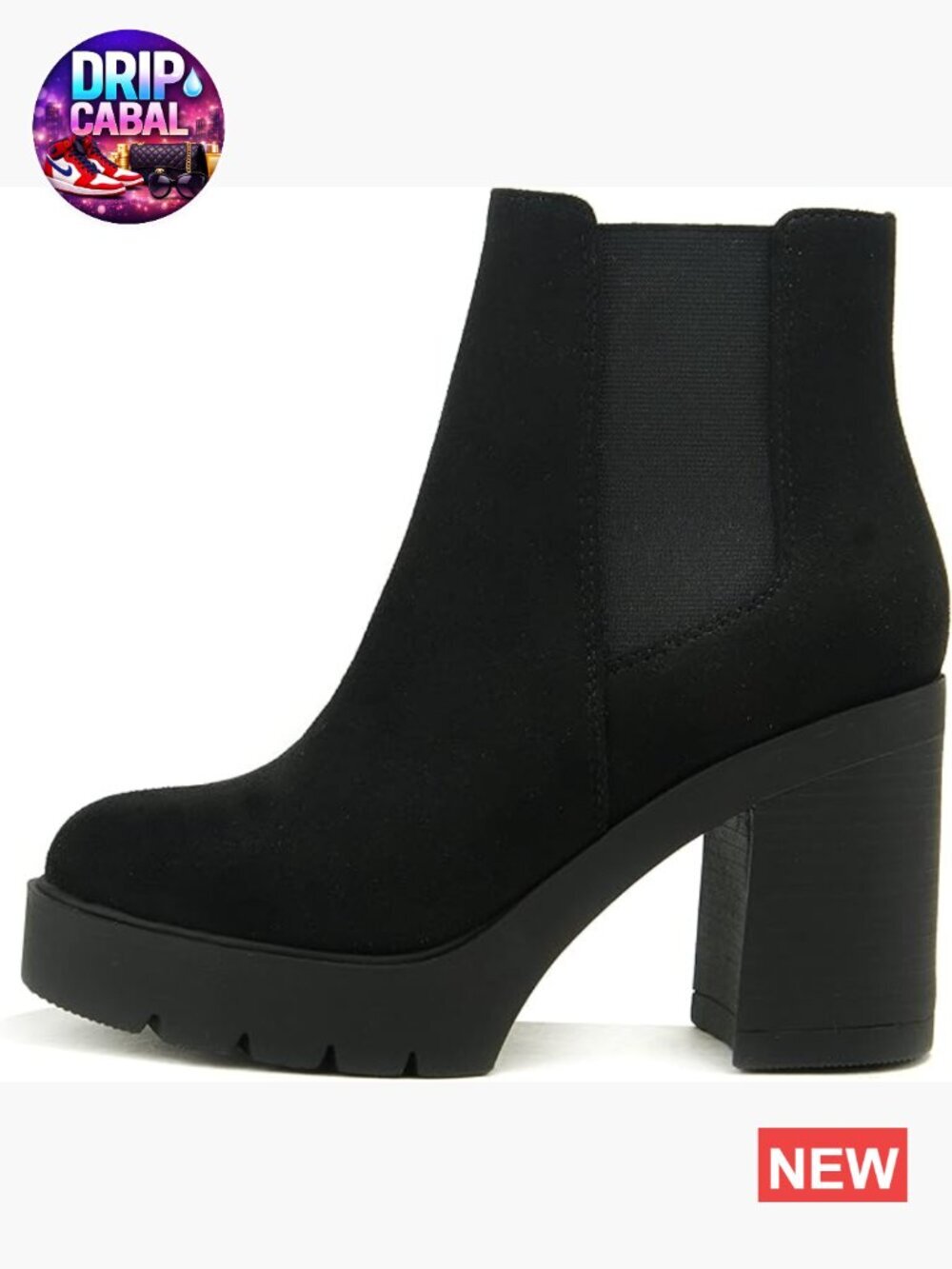 Lug Sole High Heel Chelsea Ankle Boot w/ Double Elastic Gore
